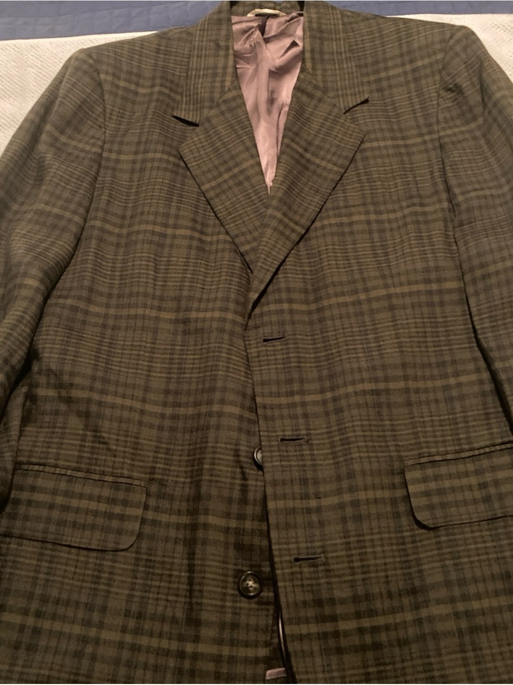 VTG Banana Republic Men's Plaid linen Blazer in Olive Green
